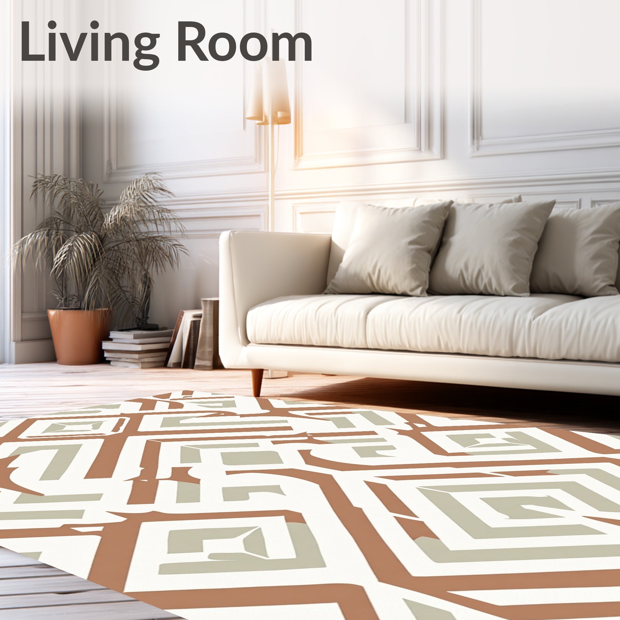 Terracotta Neutral Geometric Diamond Accordion Rug