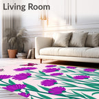 Vibrant Pink Butterfly Purple Floral Rug