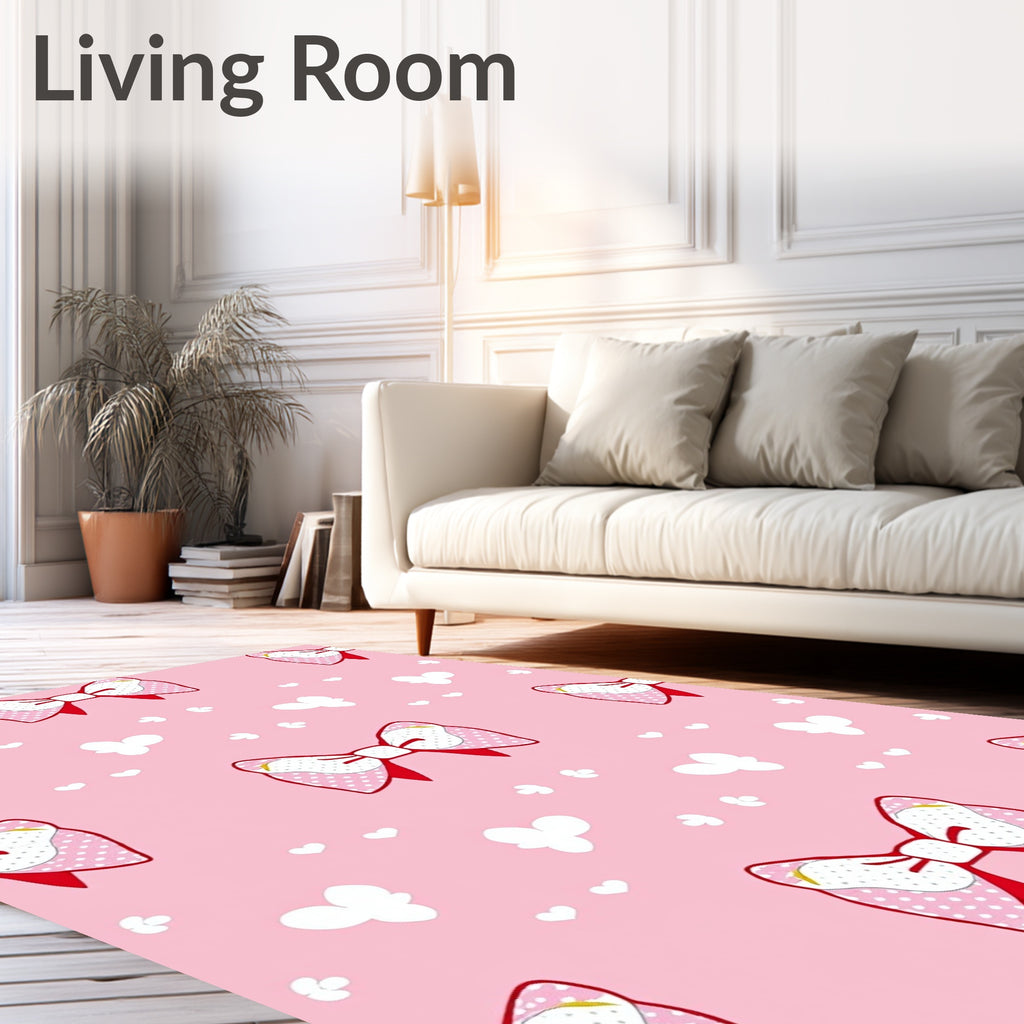 Pink Polka Dot Bows Butterflies Hearts Rug