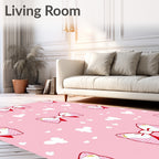 Pink Polka Dot Bows Butterflies Hearts Rug