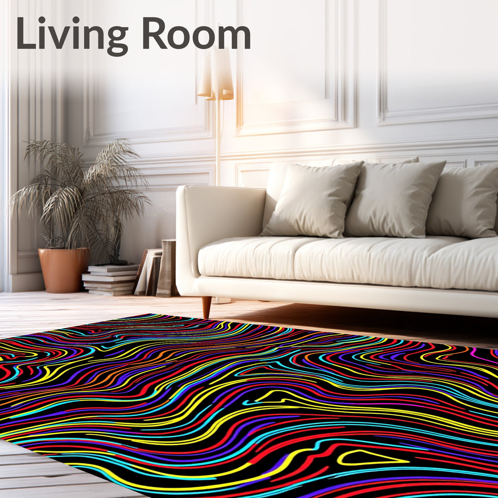 Vibrant Wavy Line Abstract Rug