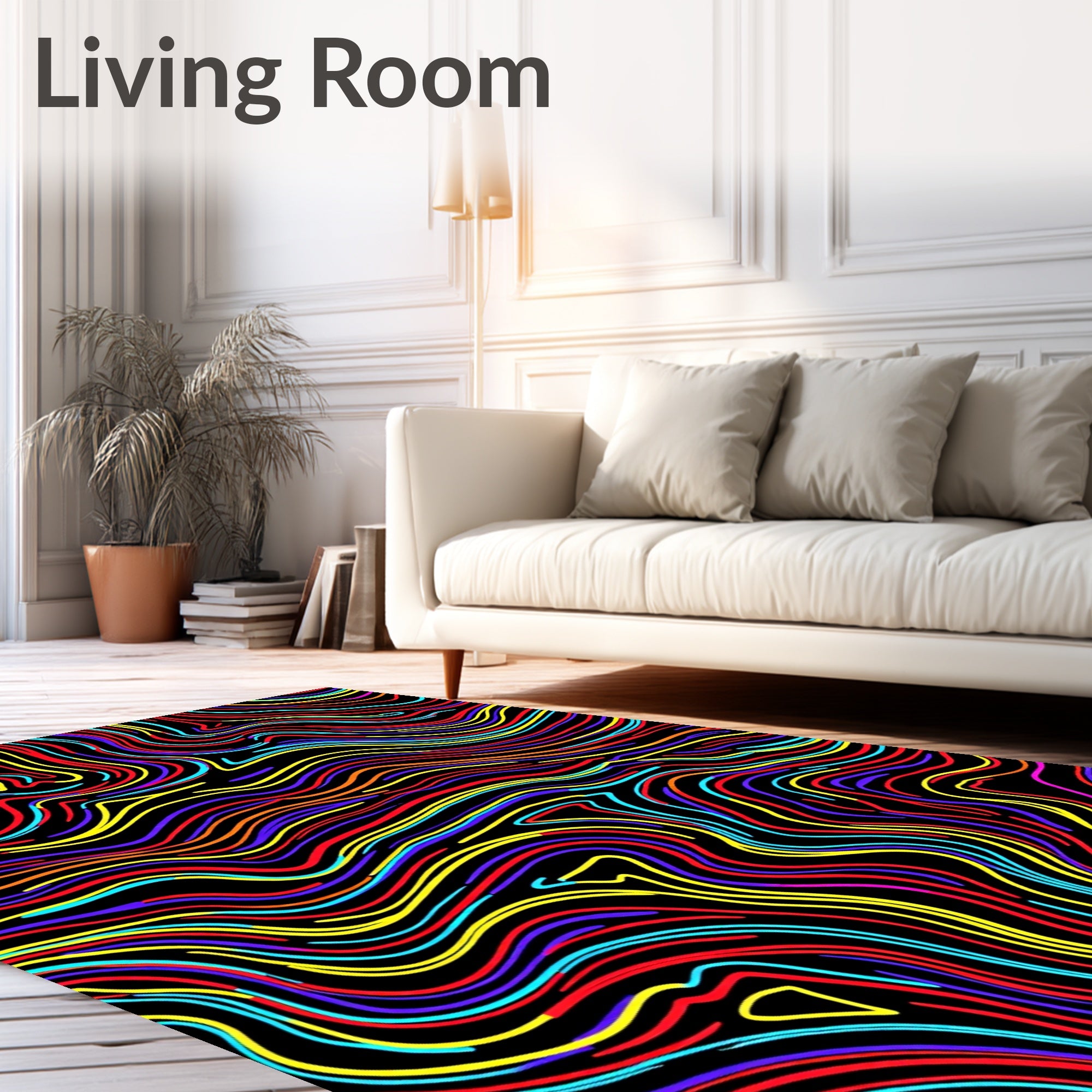 Vibrant Wavy Line Abstract Rug