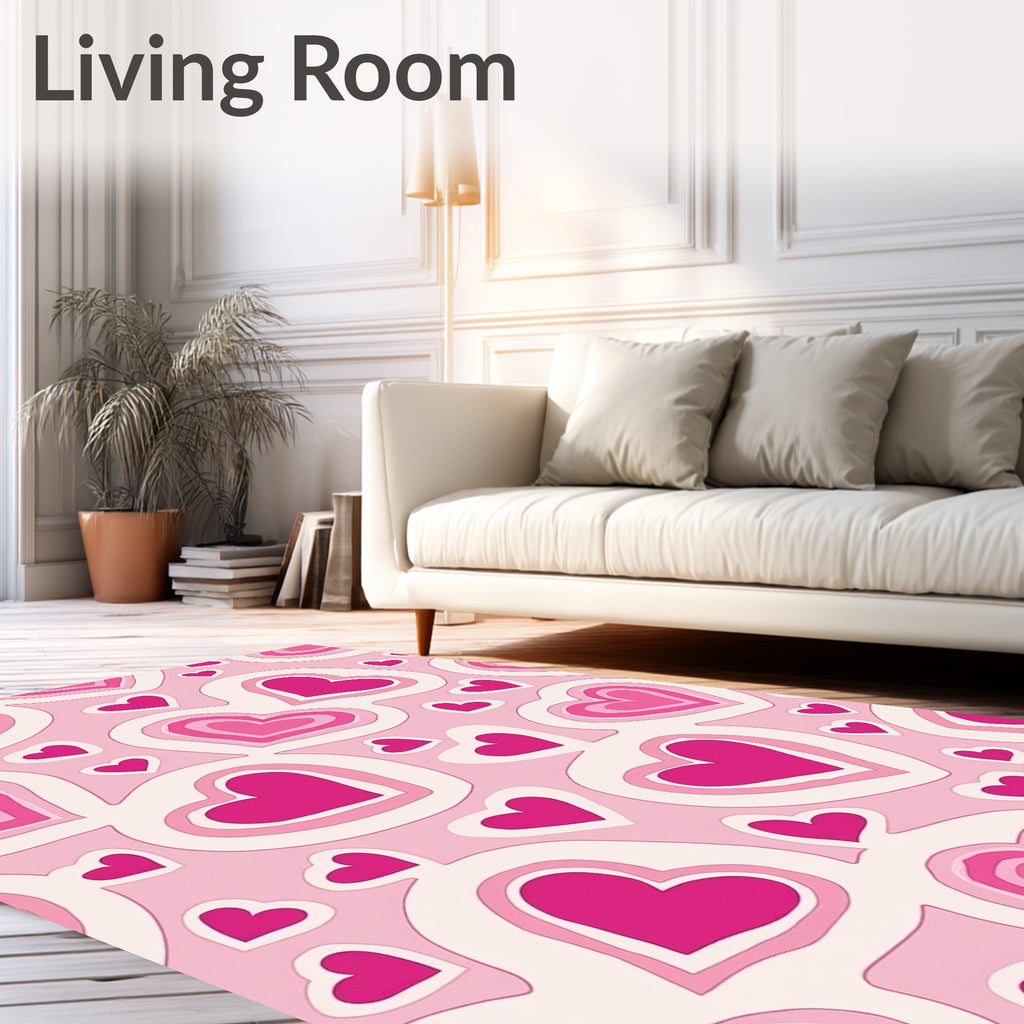 Pink Fuchsia Hearts Layered Rug