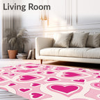Pink Fuchsia Hearts Layered Rug