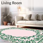 Emerald Vine Scroll Border Rug