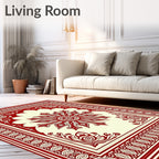 Crimson Cream Floral Sun Medallion Rug