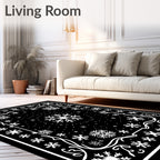 Winter White Snowflake Frame Rug