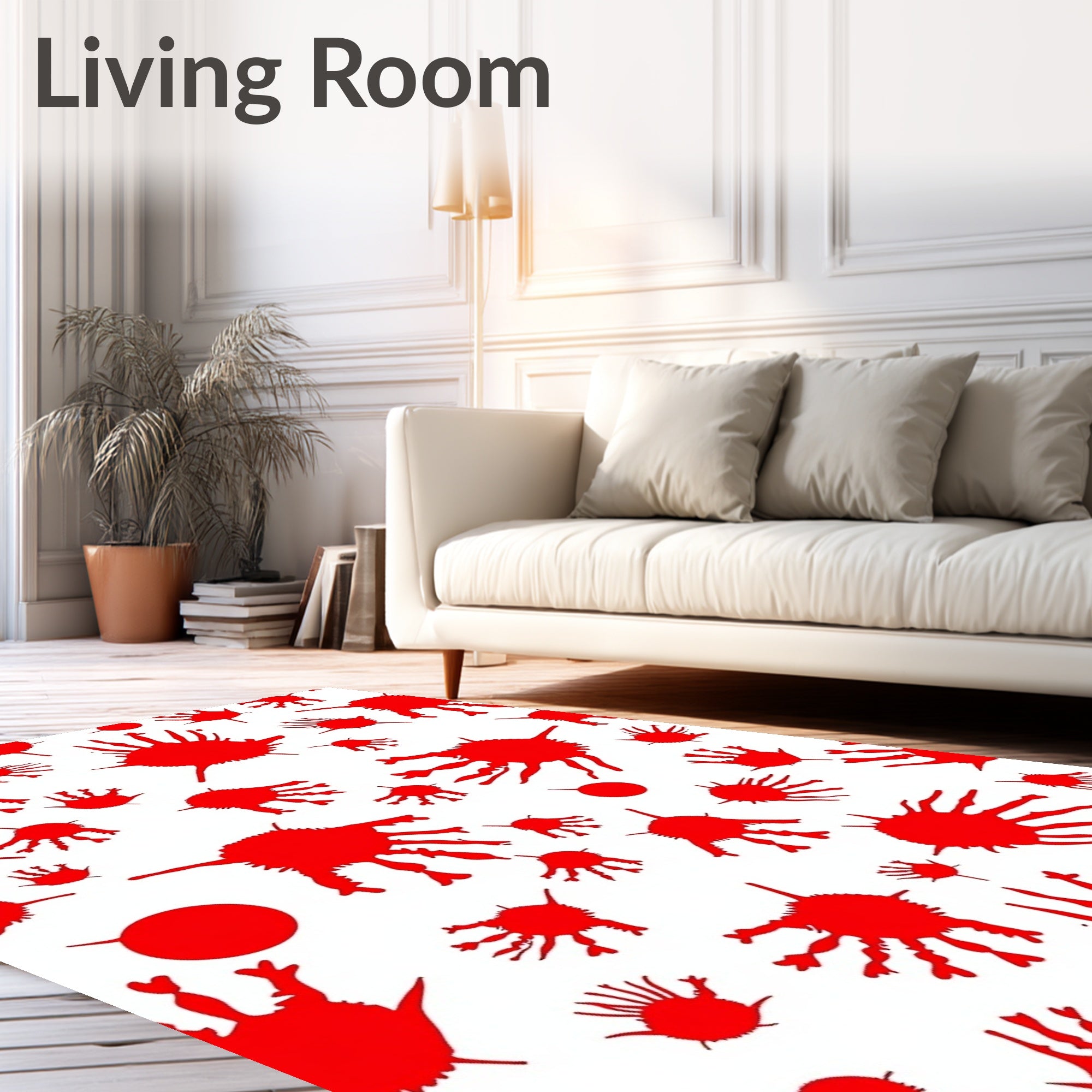 Vibrant Red Splatter Abstract Art Rug