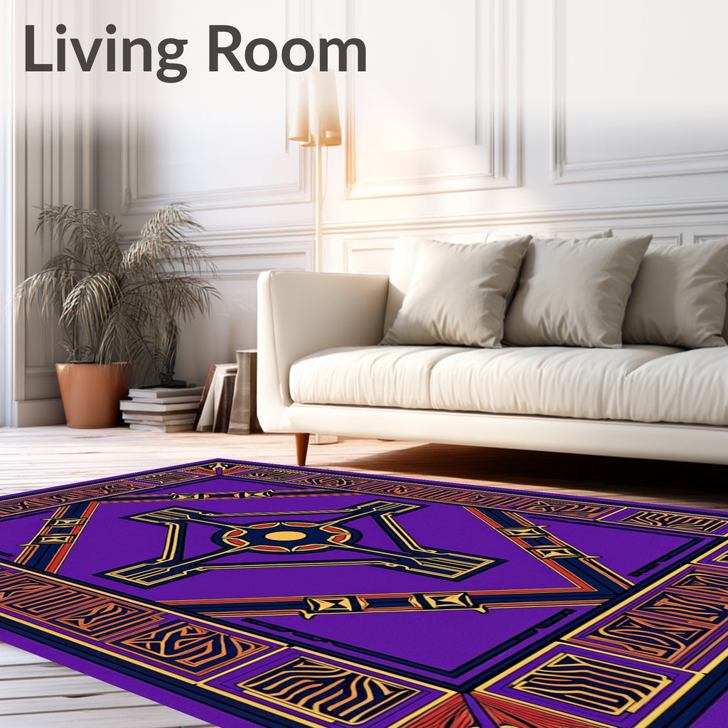 Bold Purple Abstract Geometric Sun Rug