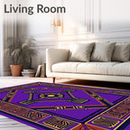 Bold Purple Abstract Geometric Sun Rug