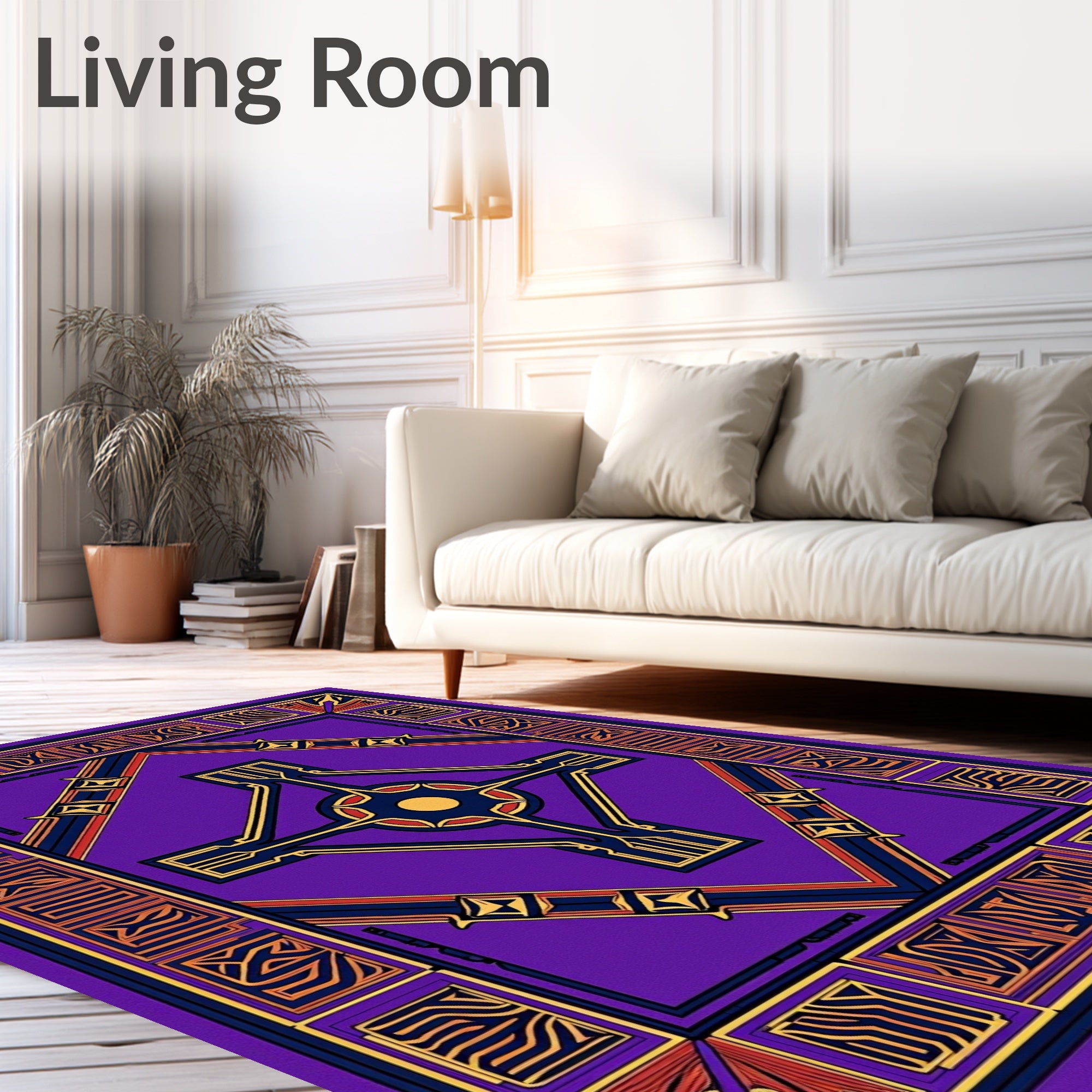 Bold Purple Abstract Geometric Sun Rug