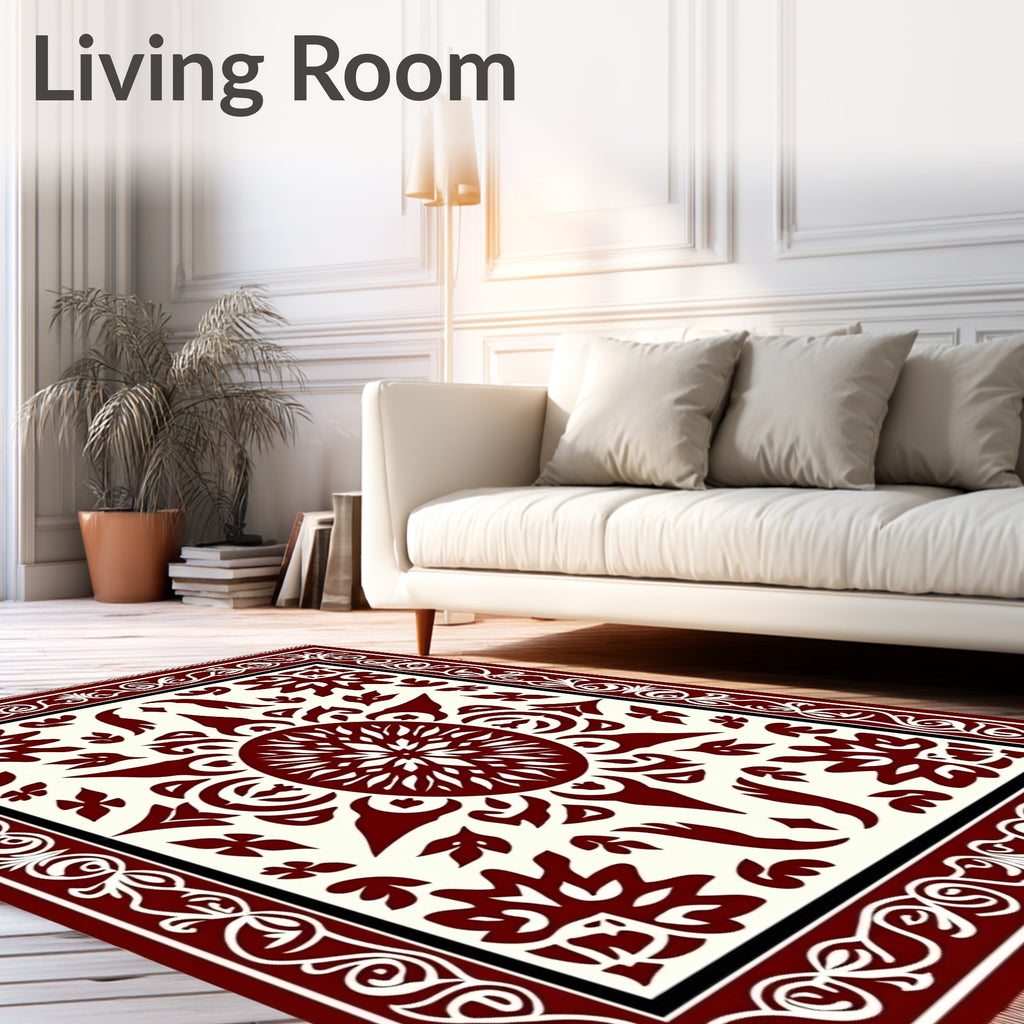 Crimson Tribal Sunburst Medallion Rug