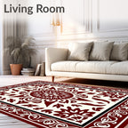 Crimson Tribal Sunburst Medallion Rug