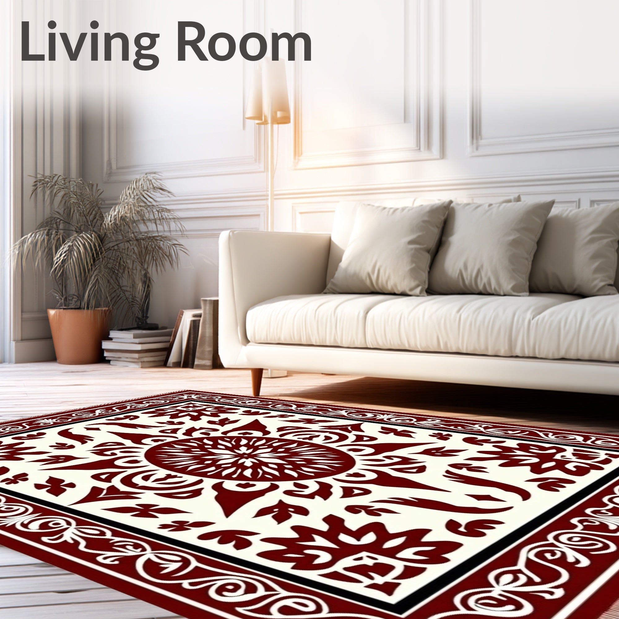 Crimson Tribal Sunburst Medallion Rug