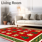 Festive Red Christmas Critter Collection Rug