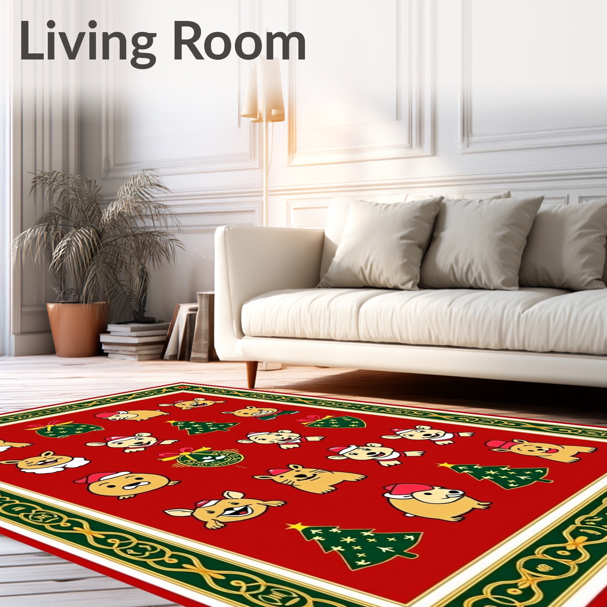 Festive Red Christmas Critter Collection Rug