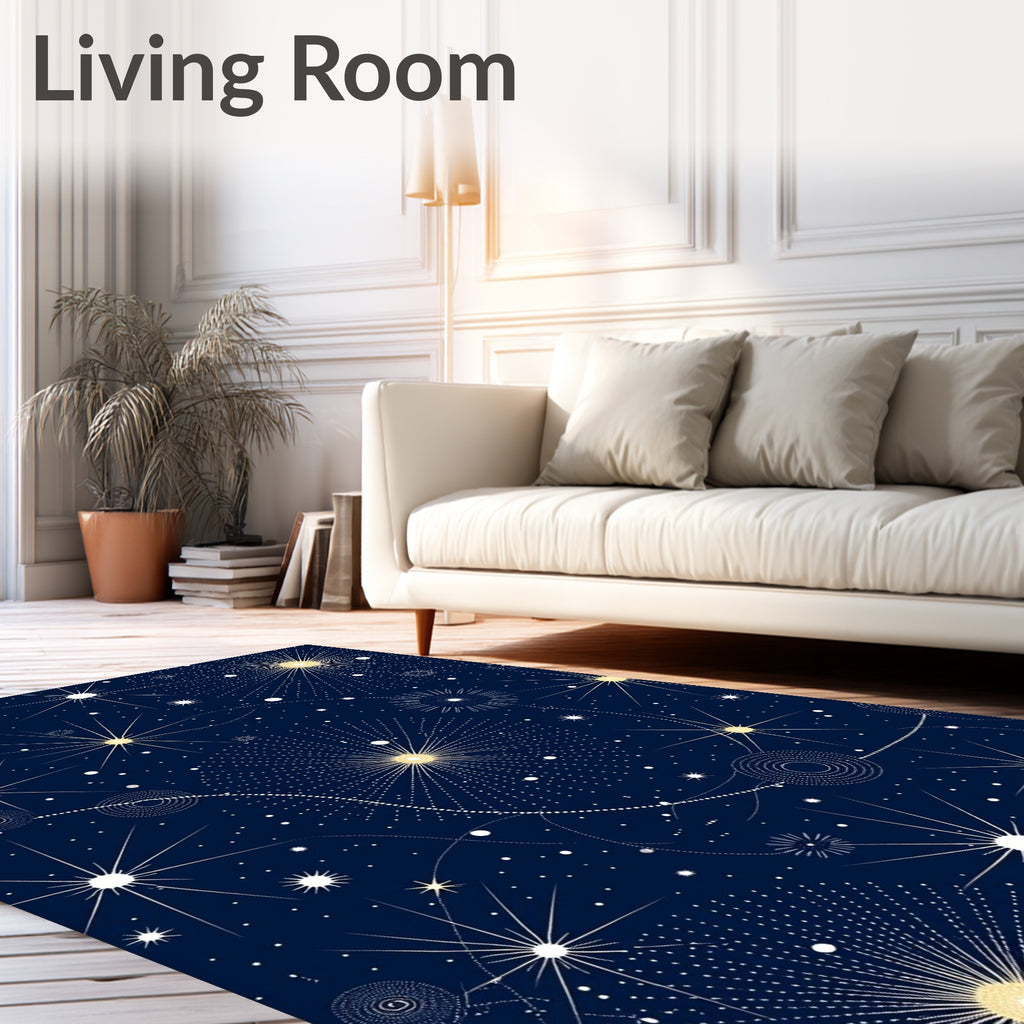Cosmic Navy Starburst Swirl Rug