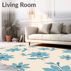 Soft Blue Floral Garden Delight Rug