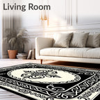 Black Cream Ornamental Medallion Rug