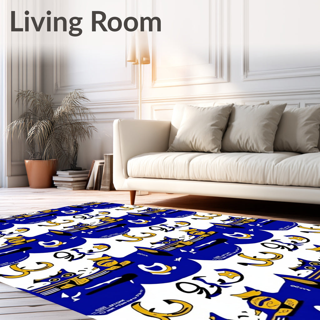 Blue Yellow Abstract Animal Wave Rug