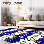 Blue Yellow Abstract Animal Wave Rug
