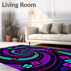 Vibrant Purple Swirl Floral Ripple Rug