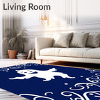 Spooky White Ghost Blue Swirl Frame Rug