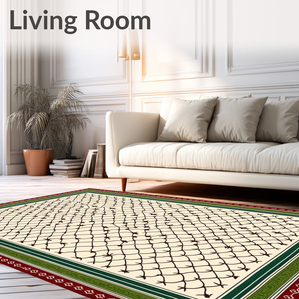 Crimson Green Net Star Medallion Rug