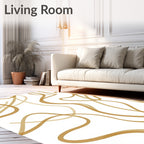 Golden Abstract Flowing Lines Rug