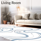 Blue Gray Swirling Curve Abstract Rug