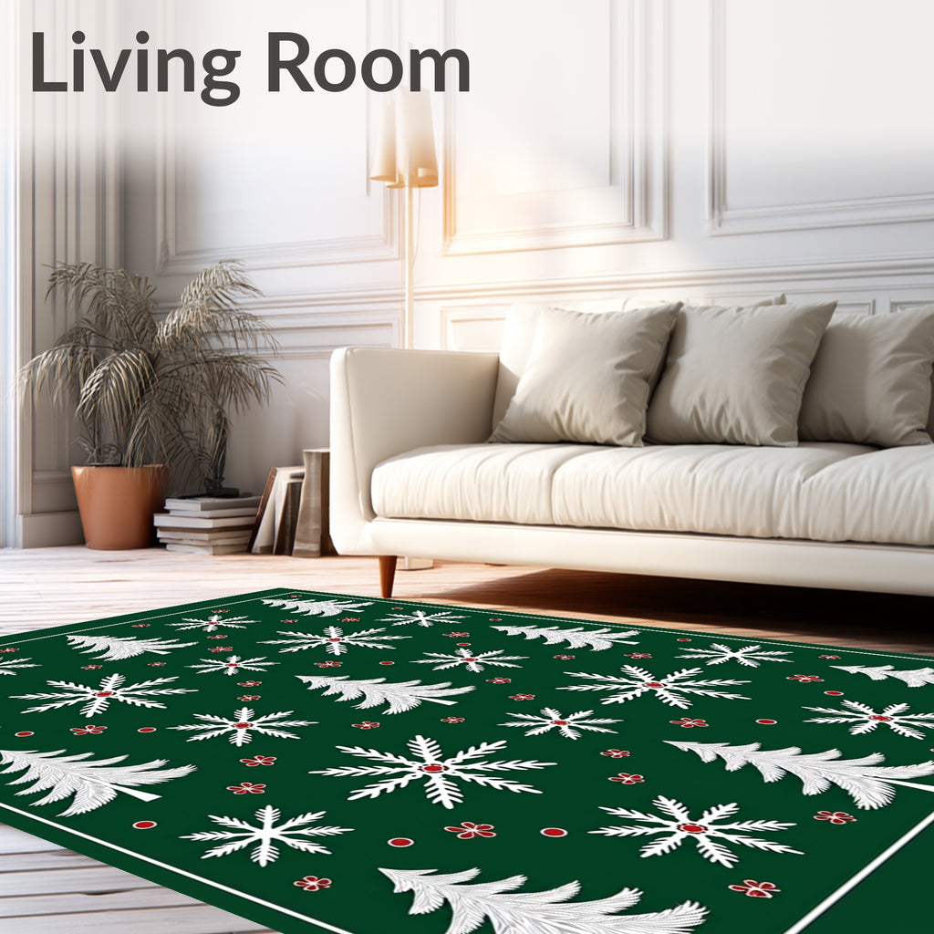 White Evergreen Snowflake Harmony Rug