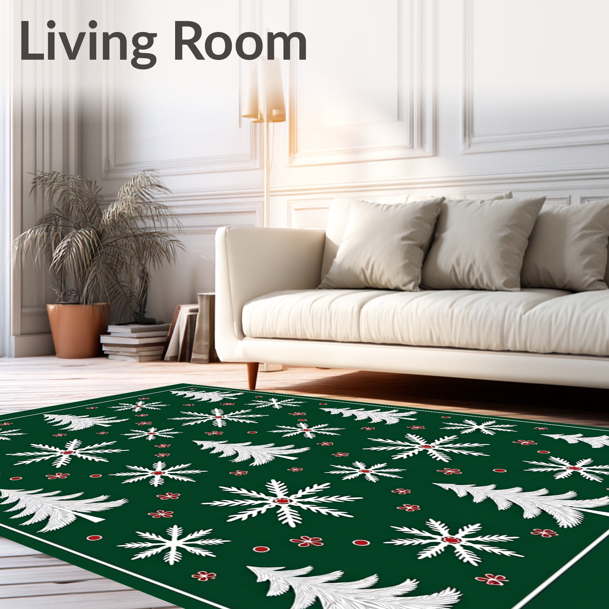 White Evergreen Snowflake Harmony Rug