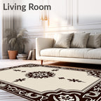 Rich Brown Floral Medallion Border Rug