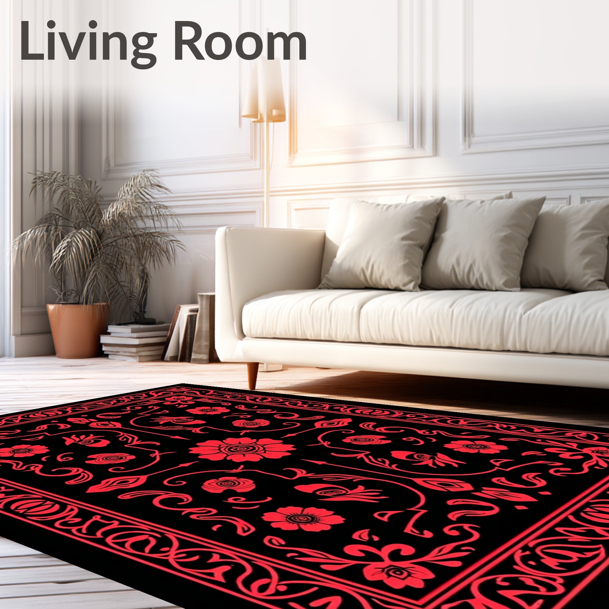 Elegant Red Floral Arrangement Rug