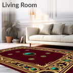 Ornate Teal and Gold Jewel Medallion Rug