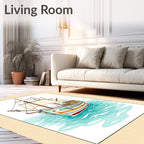 Colorful Sailboat on Turquoise Water Rug