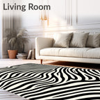 Bold Black White Animal Stripe Rug