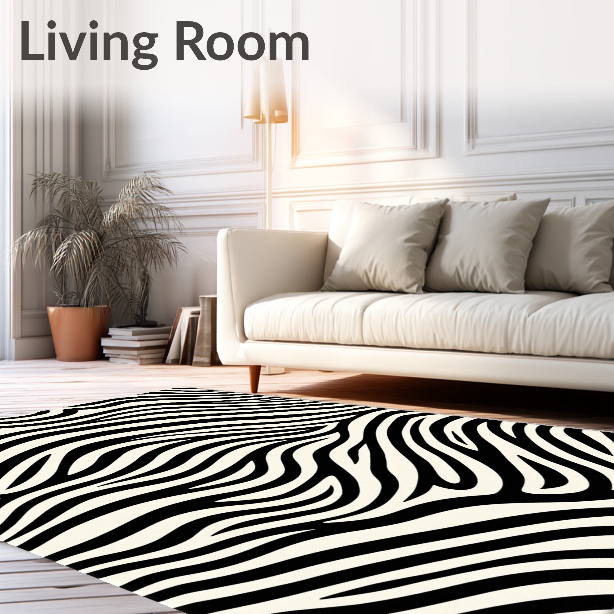 Bold Black White Animal Stripe Rug