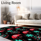 Crimson Bull Snowflake Folk Art Rug