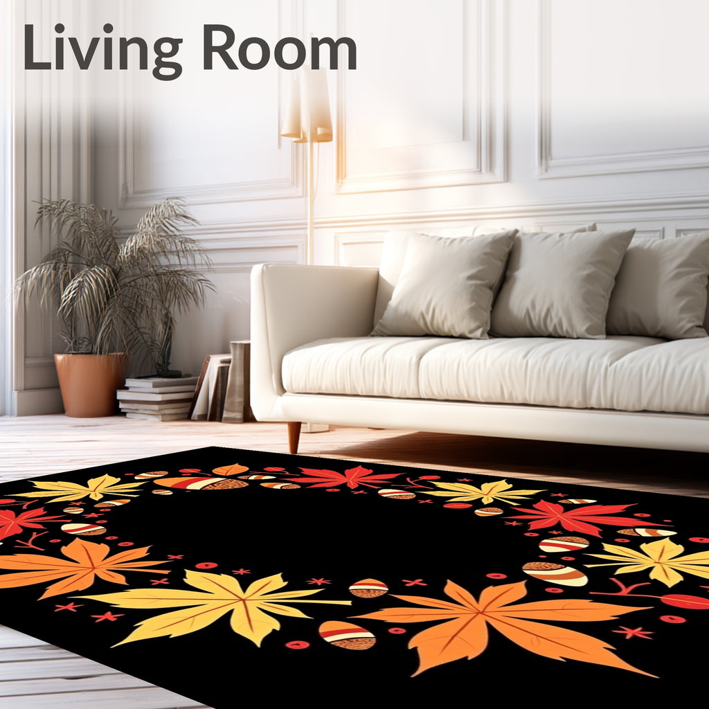 Autumn Maple Leaf Acorn Garland Rug