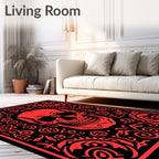 Crimson Skull Floral Baroque Rug