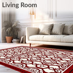 Crimson Cream Lattice Medallion Rug