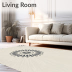 Cream Gray Radial Petal Medallion Rug