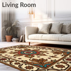 Ornate Crimson Teal Medallion Rug