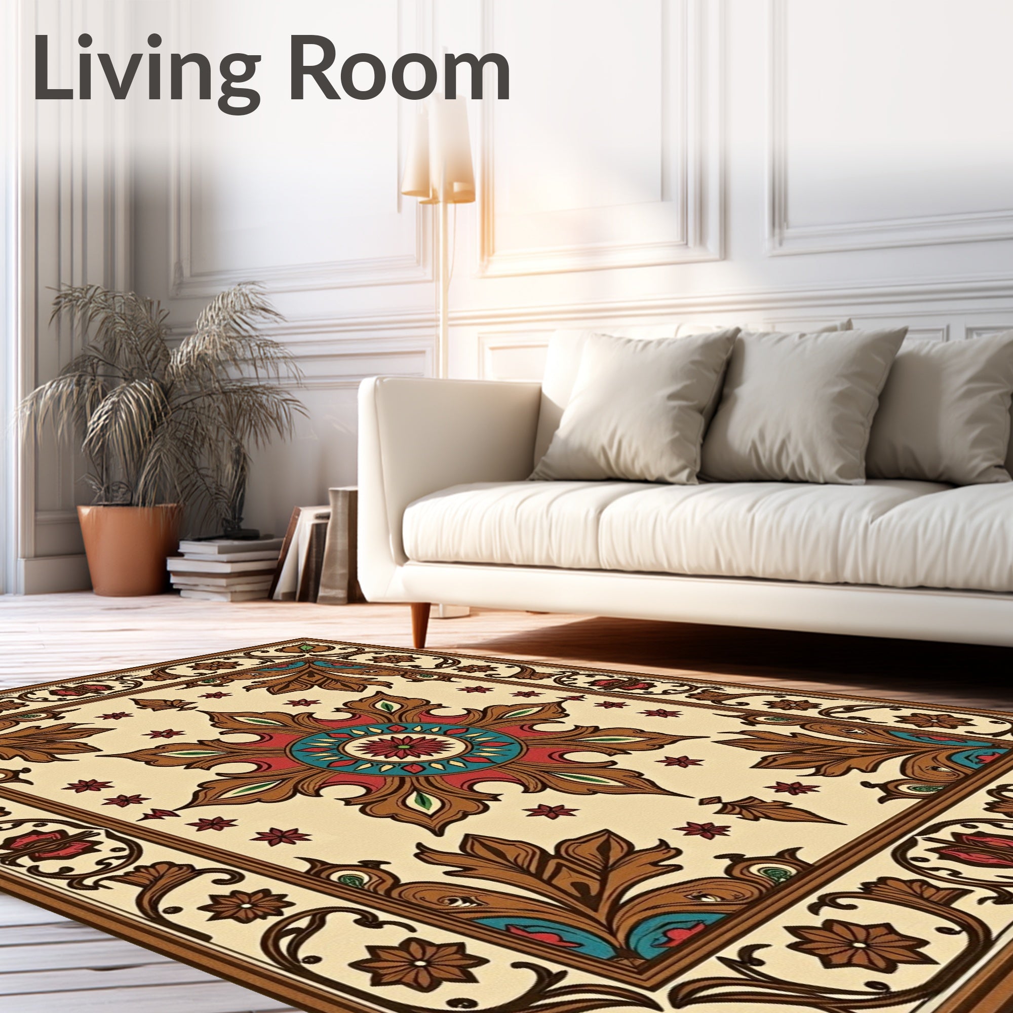 Ornate Crimson Teal Medallion Rug