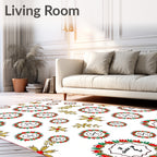 Festive Red Floral Wreath Scatter Rug