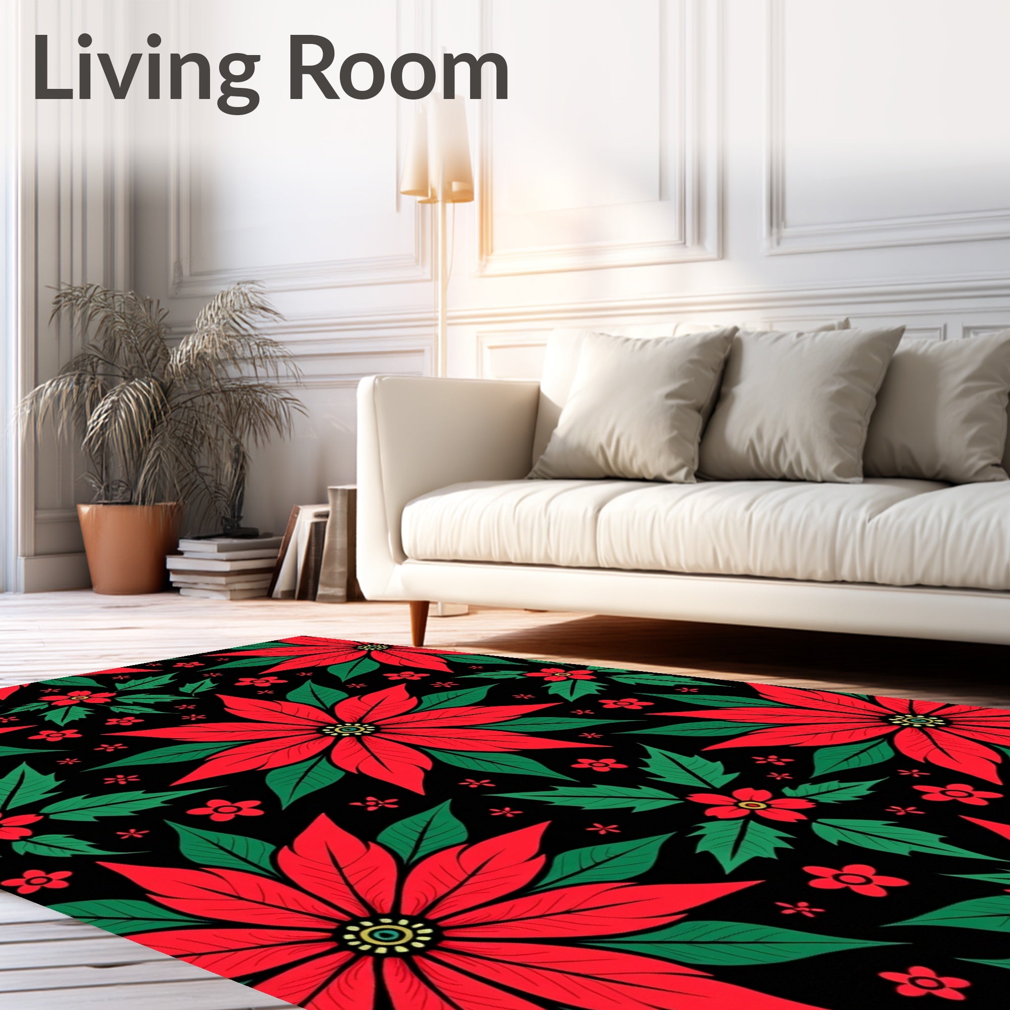 Bold Red Poinsettia Garden Rug