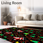 Festive Santa Claus Christmas Trees Star Rug