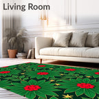 Emerald Green Poinsettia Berry Branches Rug