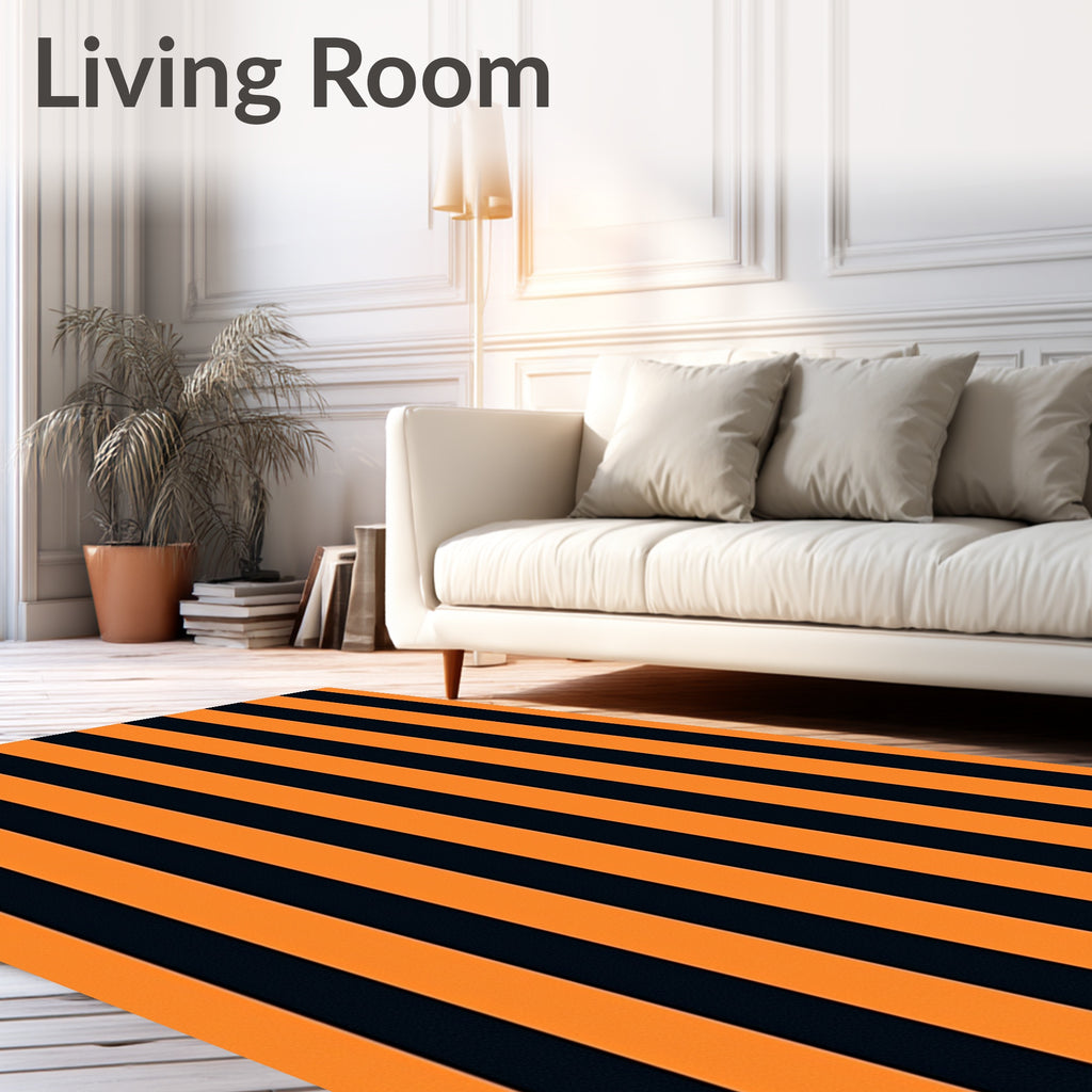 Bold Orange Black Stripe Rug